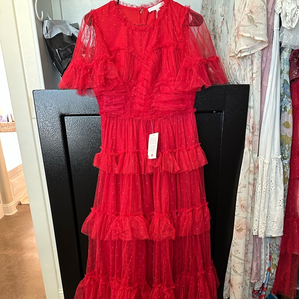 Ivy city co red whimsical maxi dress